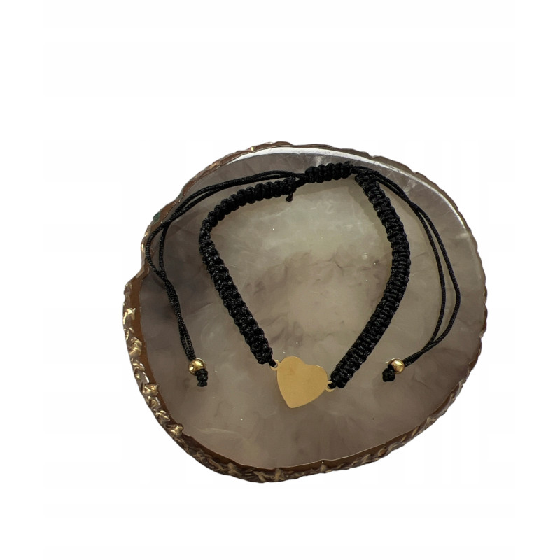 01 Bransoletka na sznurku SERCE SERDUSZKO STAL 316