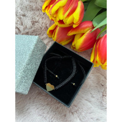 01 Bransoletka na sznurku SERCE SERDUSZKO STAL 316