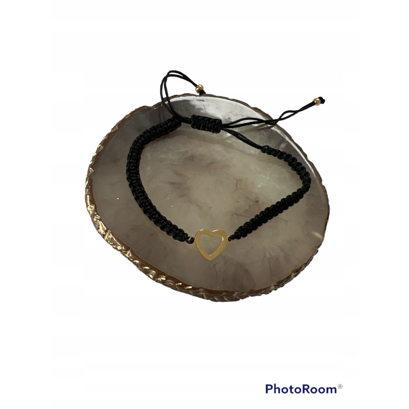 01 Bransoletka na sznurku SERCE SERDUSZKO STAL 316