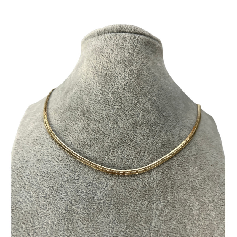 887 Złoty łańcuszek naszyjnik żmijka płaska stal