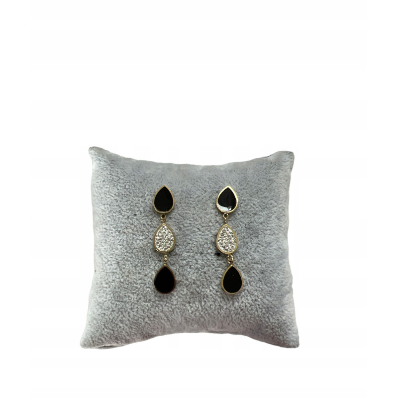 1327 Złote kolczyki wkrętki WISZĄCE STAL 316