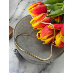 887 Złoty łańcuszek naszyjnik żmijka płaska stal