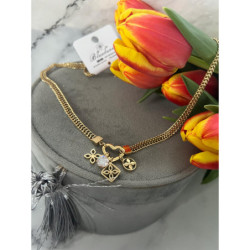 692 Złoty naszyjnik SERCE ZAWIESZKI BLUEBERRY STAL