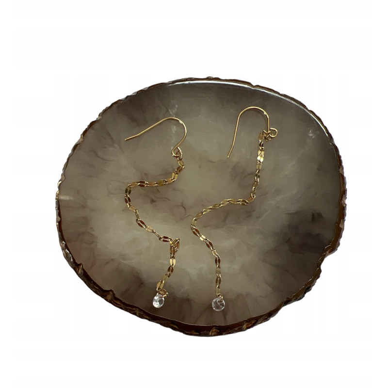 1209 Złote kolczyki wkrętki WISZĄCE STAL 316