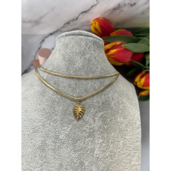 1178 Złoty naszyjnik żmijka MONSTERA BLUEBERRY