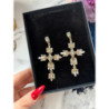 364 Złote kolczyki wiszące KAMIENIE KRZYŻE KRZYŻ