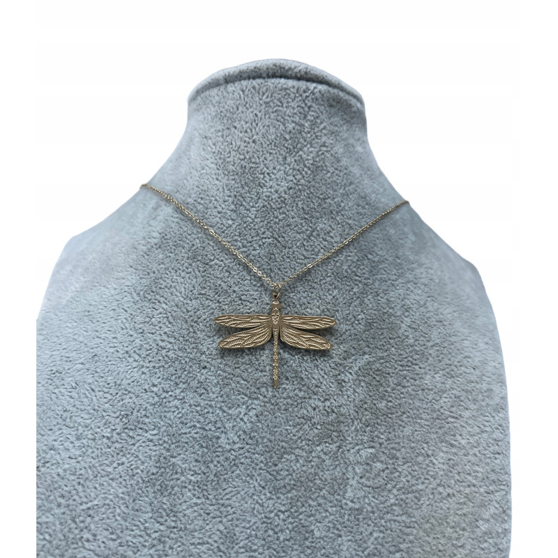 1006 Złoty naszyjnik WAŻKA BLUEBERRY STAL 316L