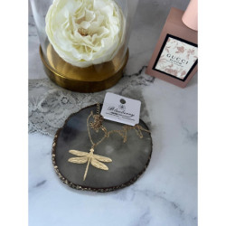 1006 Złoty naszyjnik WAŻKA BLUEBERRY STAL 316L