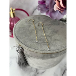 1209 Złote kolczyki wkrętki WISZĄCE STAL 316