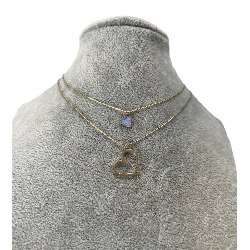 1010 Złoty naszyjnik SERCE BLUEBERRRY STAL 316L