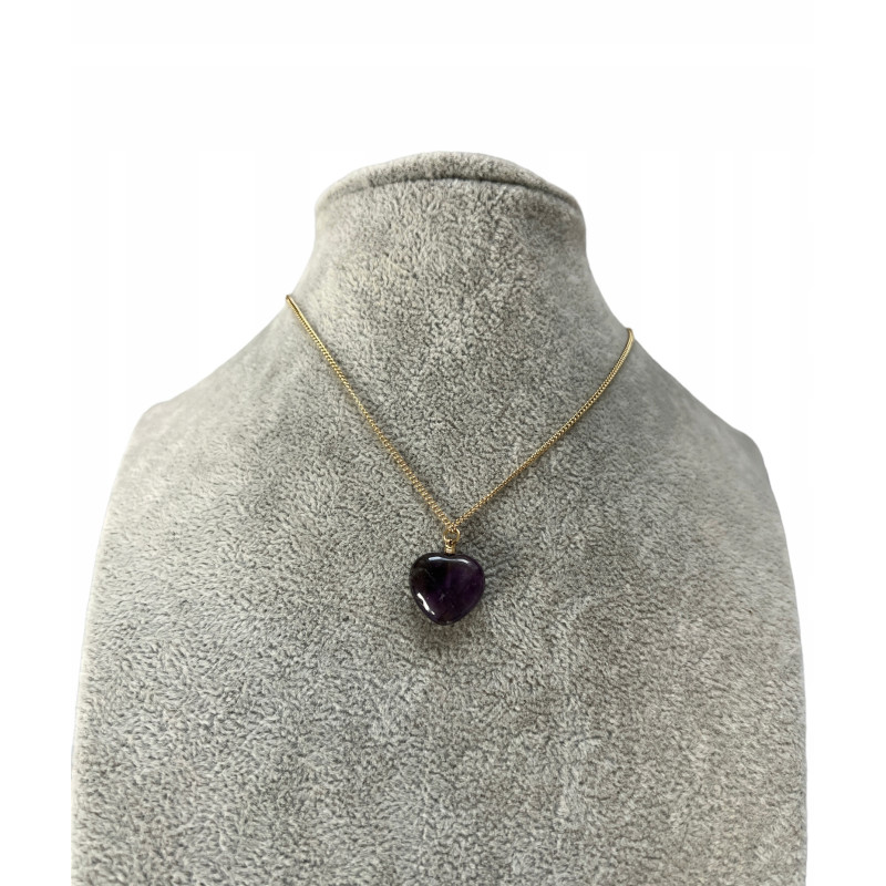 975 Złoty naszyjnik SERCE AMETYST BLUEBERRY STAL