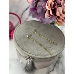 1041 Złote kolczyki wkrętki WISZĄCE STAL 316