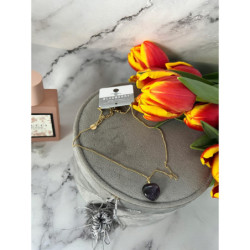 975 Złoty naszyjnik SERCE AMETYST BLUEBERRY STAL