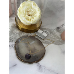 975 Złoty naszyjnik SERCE AMETYST BLUEBERRY STAL