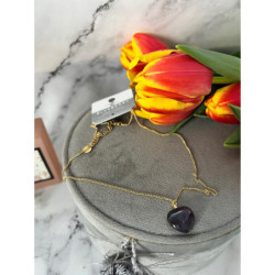 975 Złoty naszyjnik SERCE AMETYST BLUEBERRY STAL