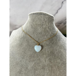 679 Złoty łańcuszek naszyjnik SERCE OPAL BLUEBERRY