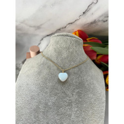 679 Złoty łańcuszek naszyjnik SERCE OPAL BLUEBERRY