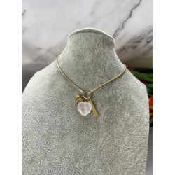 852 Złoty naszyjnik SERCE KWARC RÓŻOWY BLUEBERRY