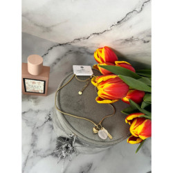 852 Złoty naszyjnik SERCE KWARC RÓŻOWY BLUEBERRY