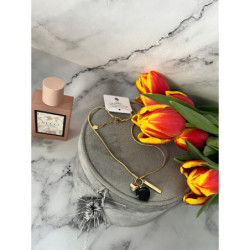 852 Złoty naszyjnik SERCE ONYKS BLUEBERRRY STAL