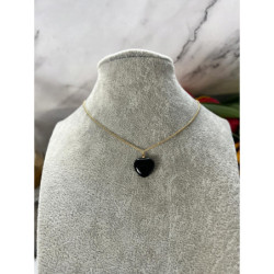 594 Złoty naszyjnik SERCE ONYKS BLUEBERRRY STAL