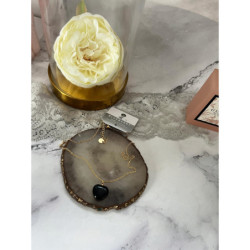 594 Złoty naszyjnik SERCE ONYKS BLUEBERRRY STAL