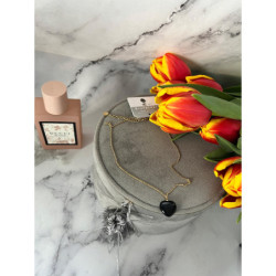 594 Złoty naszyjnik SERCE ONYKS BLUEBERRRY STAL