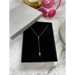 258 Złoty naszyjnik krawatka KRZYŻ KRZYŻYK STAL