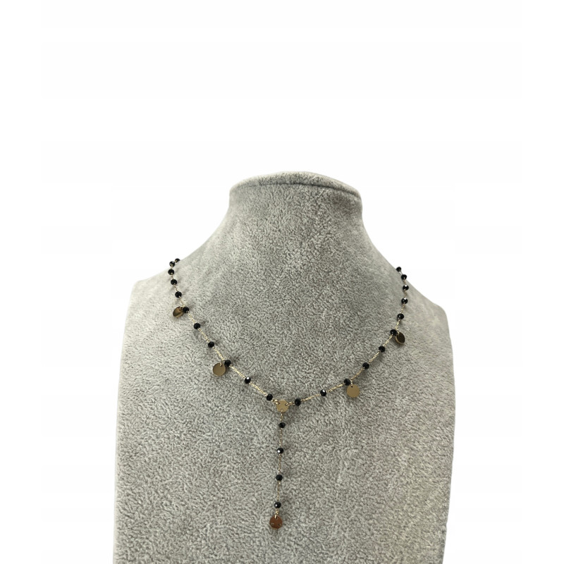 716 Naszyjnik różaniec krawatka koraliki STAL