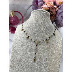 716 Naszyjnik różaniec krawatka koraliki STAL