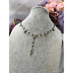 716 Naszyjnik różaniec krawatka koraliki STAL