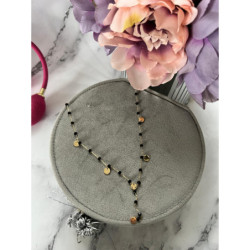 716 Naszyjnik różaniec krawatka koraliki STAL