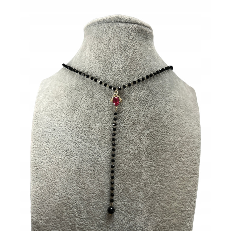 841 Naszyjnik różaniec krawatka koraliki ŻUK STAL