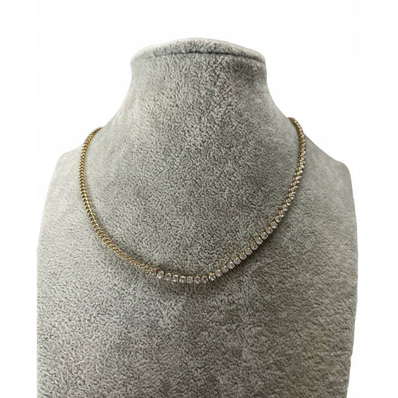 576 Złota celebrytka łańcuszek CYRKONIE STAL 316L