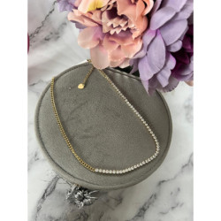 576 Złota celebrytka łańcuszek CYRKONIE STAL 316L