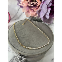 576 Złota celebrytka łańcuszek CYRKONIE STAL 316L