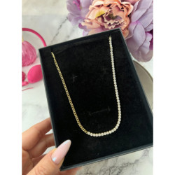 576 Złota celebrytka łańcuszek CYRKONIE STAL 316L