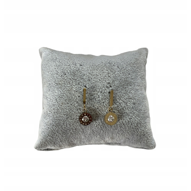 419 Złote kolczyki wkrętki ZEGAR CYRKONIA STAL 316