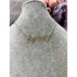 493 Złota celebrytka łańcuszek imię AGNIESZKA STAL