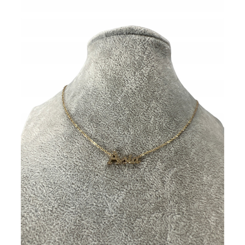 1255 Złota celebrytka łańcuszek imię ASIA cyrkonia