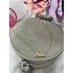 1255 Złota celebrytka łańcuszek imię ASIA cyrkonia