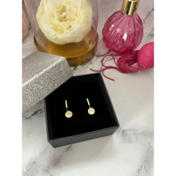 419 Złote kolczyki wkrętki ZEGAR CYRKONIA STAL 316