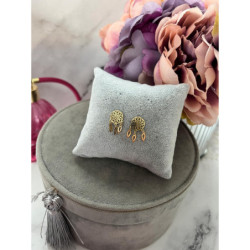 Złote kolczyki wkrętki ŁAPACZE SNÓW STAL 316L