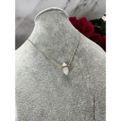 395 Złoty naszyjnik KWARC MLECZNY sopelek STAL