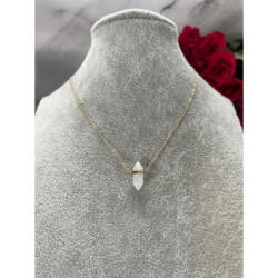 395 Złoty naszyjnik KWARC MLECZNY sopelek STAL