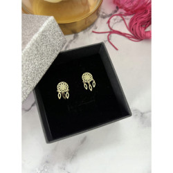 Złote kolczyki wkrętki ŁAPACZE SNÓW STAL 316L