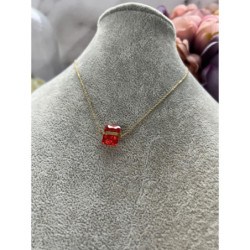 762 Złoty łańcuszek KRYSZTAŁ KAMIEŃ CZERWONY STAL