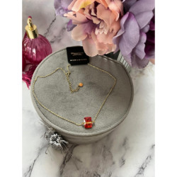 762 Złoty łańcuszek KRYSZTAŁ KAMIEŃ CZERWONY STAL
