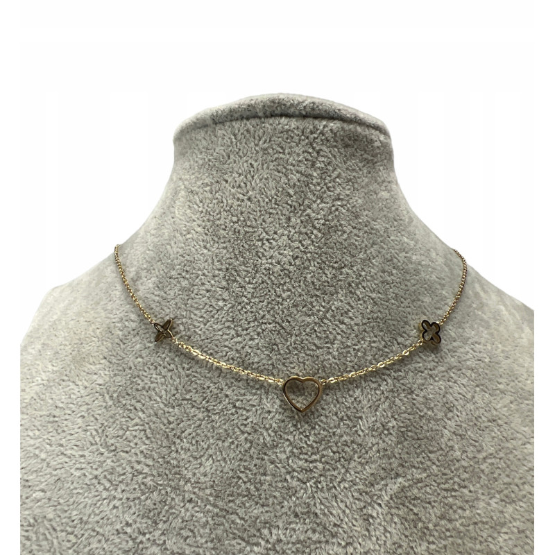 473 Złoty łańcuszek KONICZYNKA SERCE STAL 316L