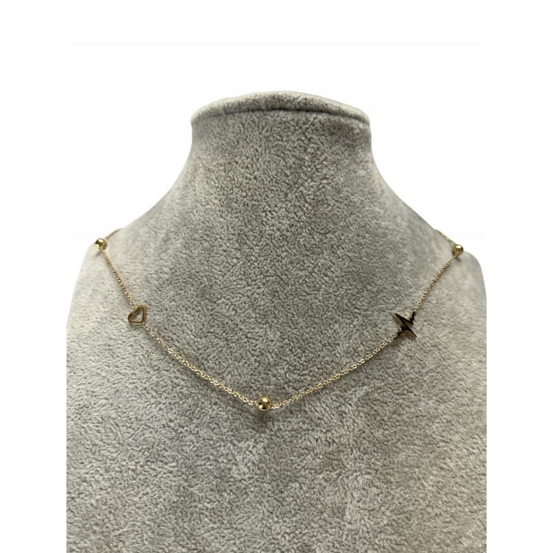 947 Złoty łańcuszek SERCE LINIA ŻYCIA STAL 316L